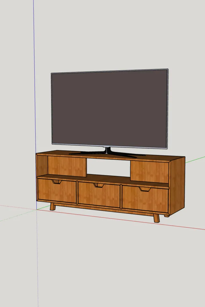 Colored SketchUp render of the TV stand